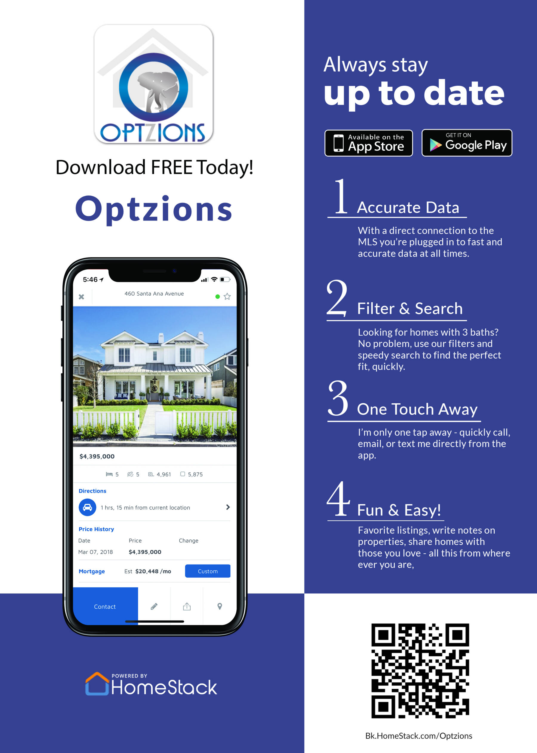 Optzions Real Estate App on Apple Store and Google Play